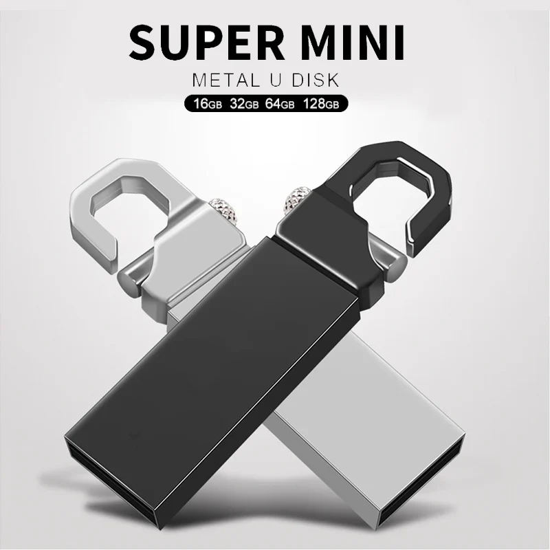 Mini clé USB haute vitesse, clé USB en métal, clé USB, 128 Go, 32 Go, 64 Go, 2.0 Go, 256 Go, 512 Go