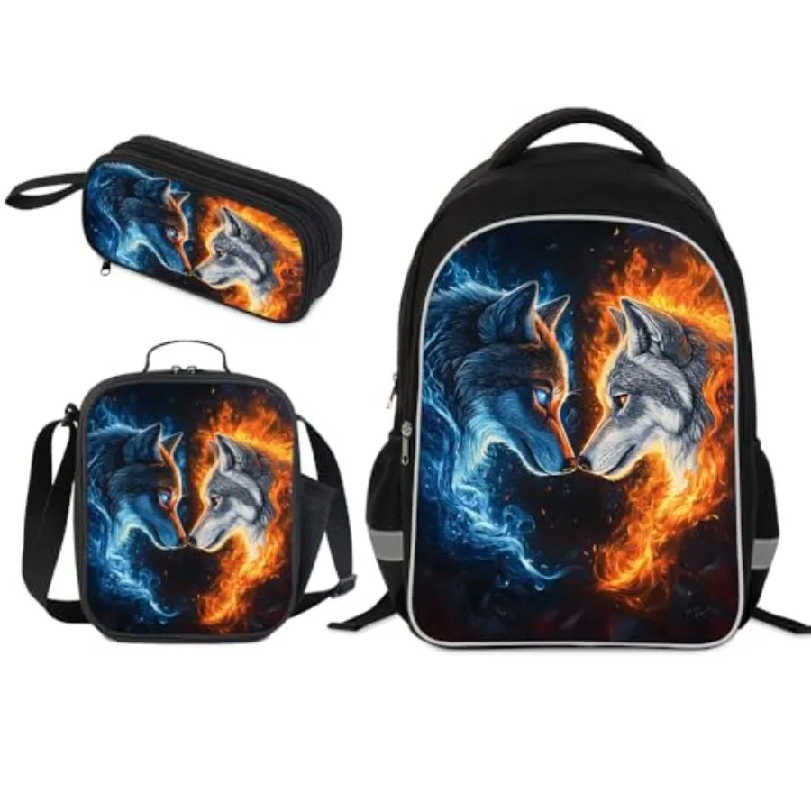 

Backpack for Boys Girls - 3pcs 17″ Boys Backpack with Lunch Box Set for Toddle Elementary Middle School - Students Bag for Ages