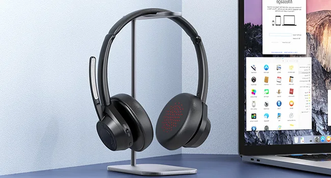 Bluetooth-Headset, kabellose Bluetooth V5.4-Kopfhörer mit Mikrofon, kabelloses Multipoint Connect-Headset mit Geräuschunterdrückung und Mikrofon – Detail 13