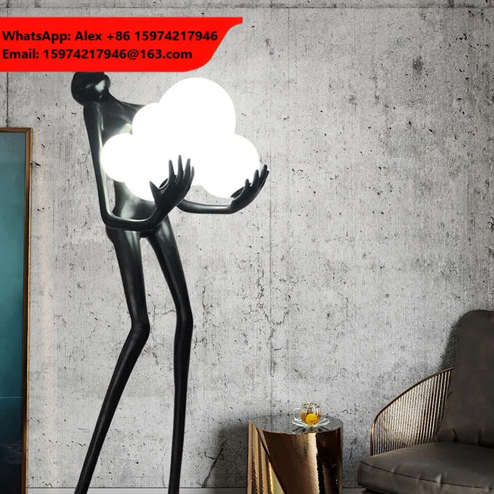 Abstract Figure Art Floor Lamp Standing Modern Ornament Sculpture Holding Ball Standing Chandelier Floor Lamp For Home Decor