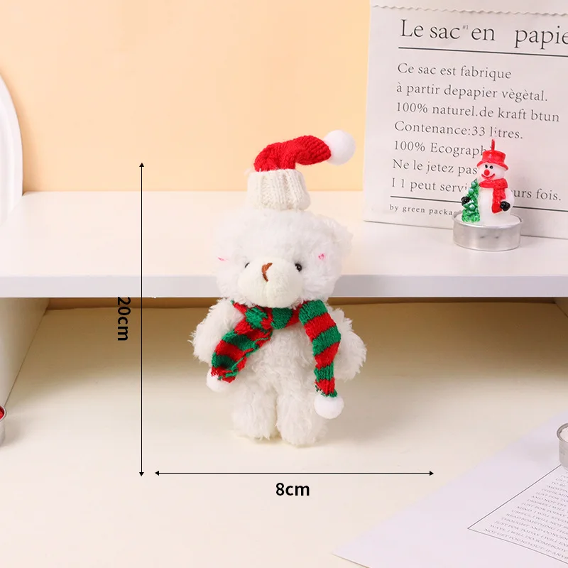 Plush Bear Doll Christmas Tree Plush Keychains Soft Mini Bear Cute Plush Bear Kids Christmas Gift Xmas Home Decoration Xmas Tree