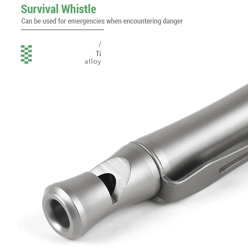 Titanium  Alloy Outdoor Survival Whistle Pen Ballpoint Pen Multi Tools Signature Pen with Clip Emergency Whistle