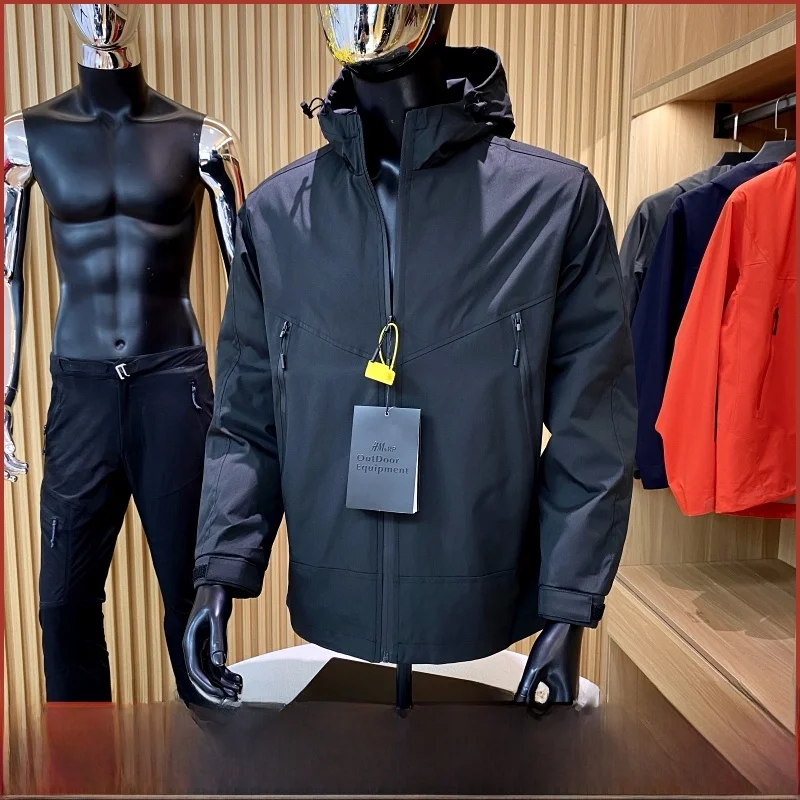 

Premium Taped Zipper Outdoor Casual Jaet Men's Windproof Waterproof Hooded Fall Jaet Youth Stand Fit Long Sve Coat
