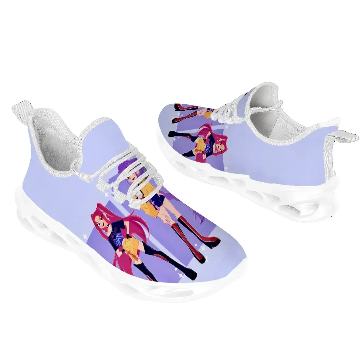 

Parent-child Large-sized Witch Hunter Group Fashionable Printed Flying Woven Round-head Lace-up All-season Casual Sports Shoes