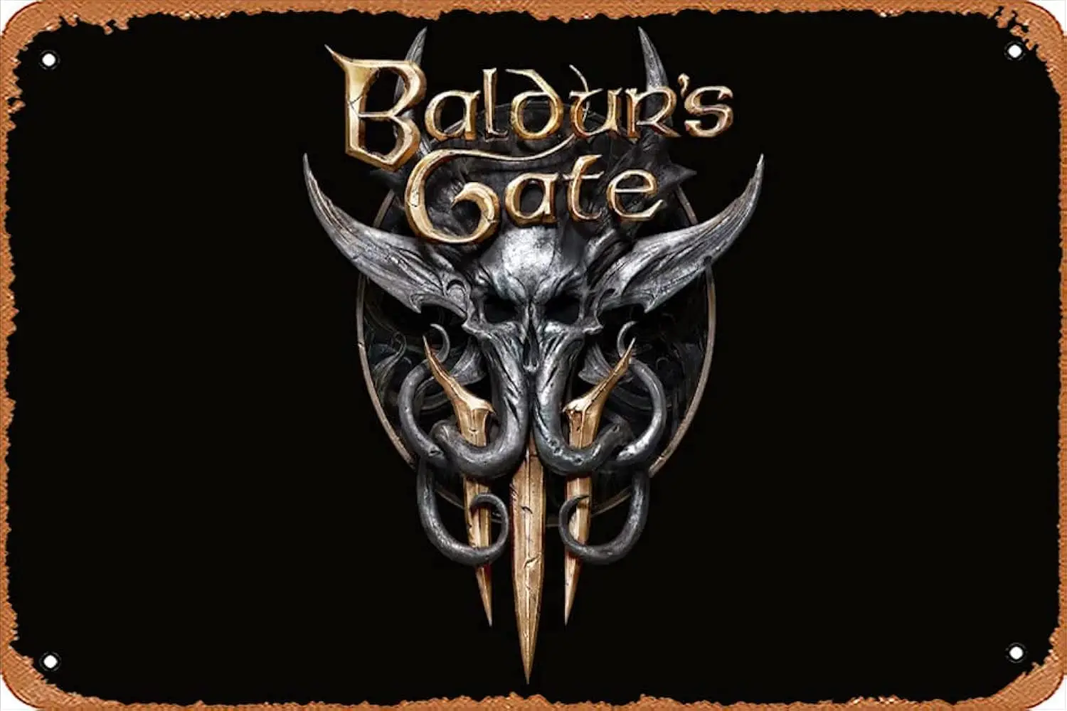 Muecddoa Vintage Metal Poster - Baldurs Gate 3, Logo, 4K, Tin Sign 8x12 Inches Suitable for Wall Decoration of Bar,Cafe,Garage,M