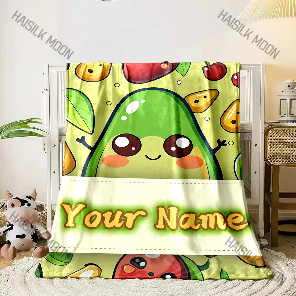 Custom Name Personalized Blanket Love Avocado Print Adult Children Warm Blankets and Comfortable Blanket Holiday Girl Gifts #5