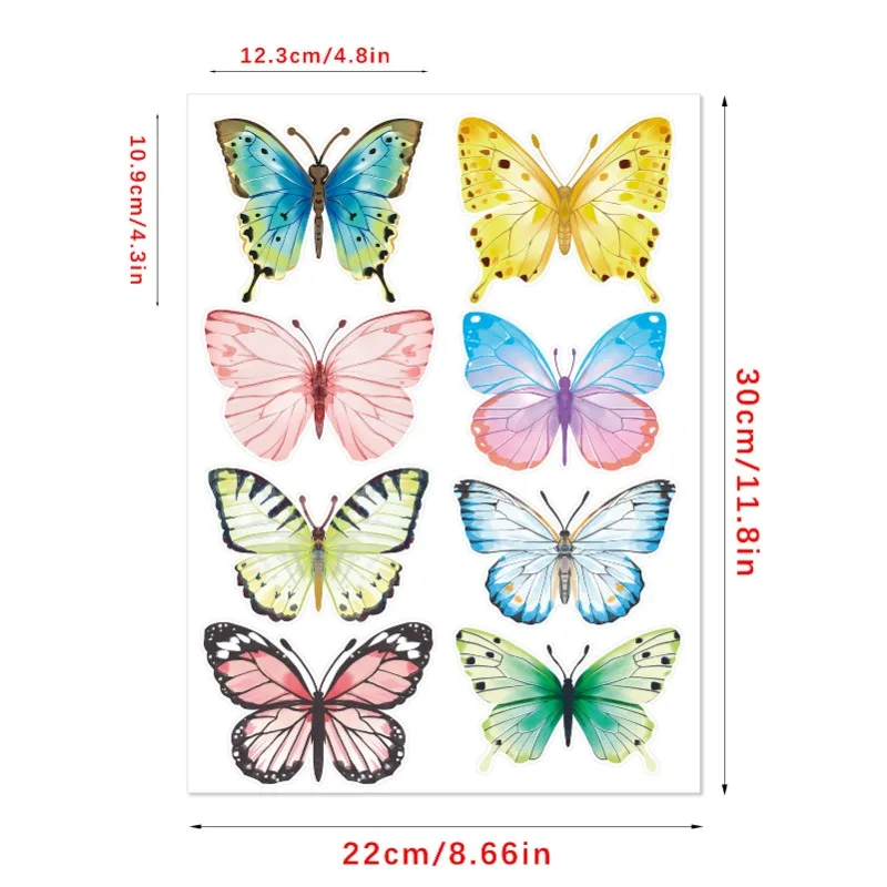 1pc Watercolor Colorful Butterfly Wall Stickers Kids Baby Room Decor Wall Decals Bedroom Home Decoration Girls Living Room DIY