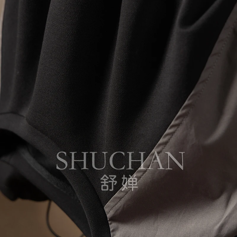 Relaxation Loose Fashion Splicing Contrasting Color Long-sleeved Hem Drawstring Sweatershirt Women  Streetwear Women