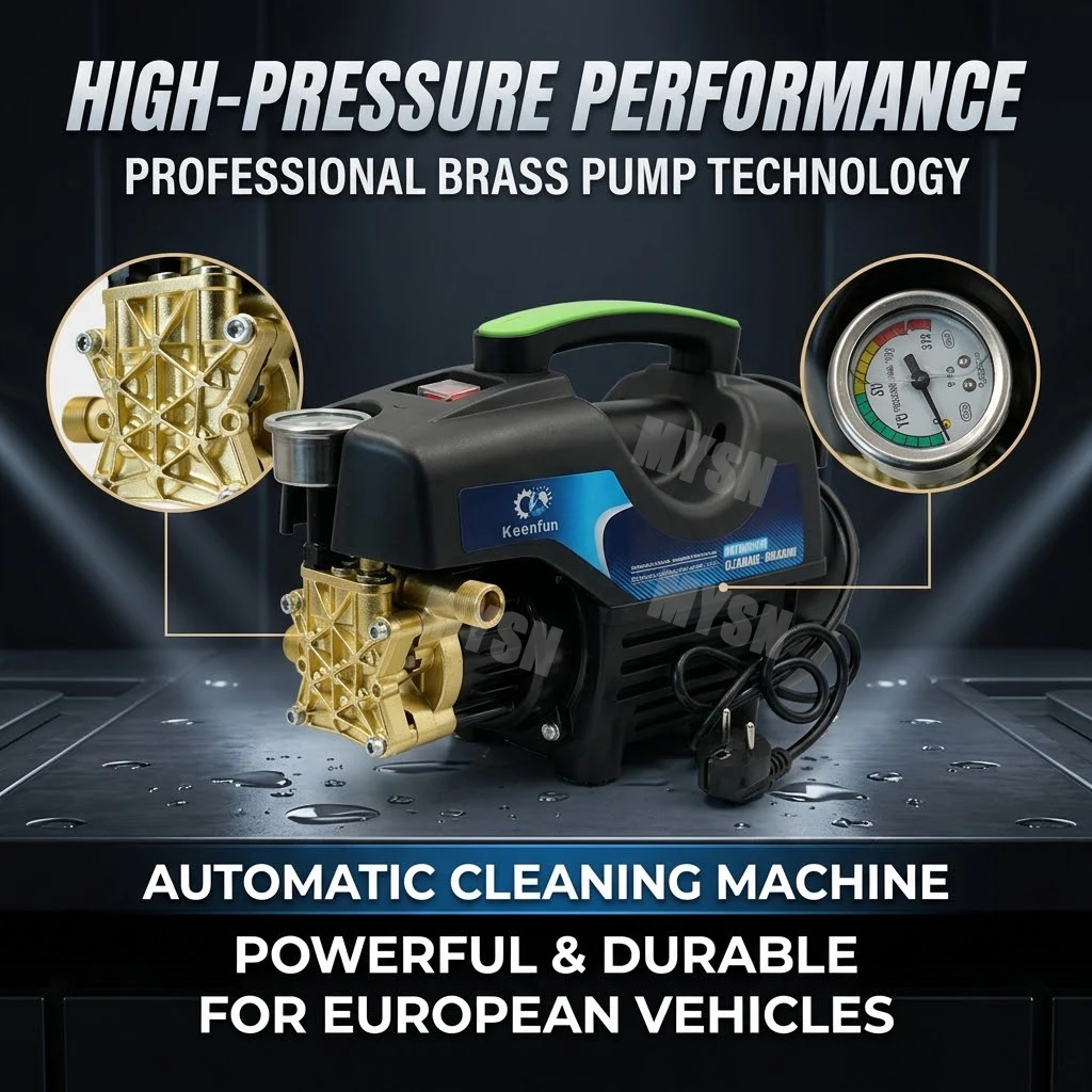 Image of 220V Heim-Autowaschmaschine, bürstenloser Induktionsmotor, tragbarer IPX5-Autowäscher, Hochdruckreiniger, intelligente Temperaturregelung, druckverstärkende Wasserpistole, leistungsstarkes
