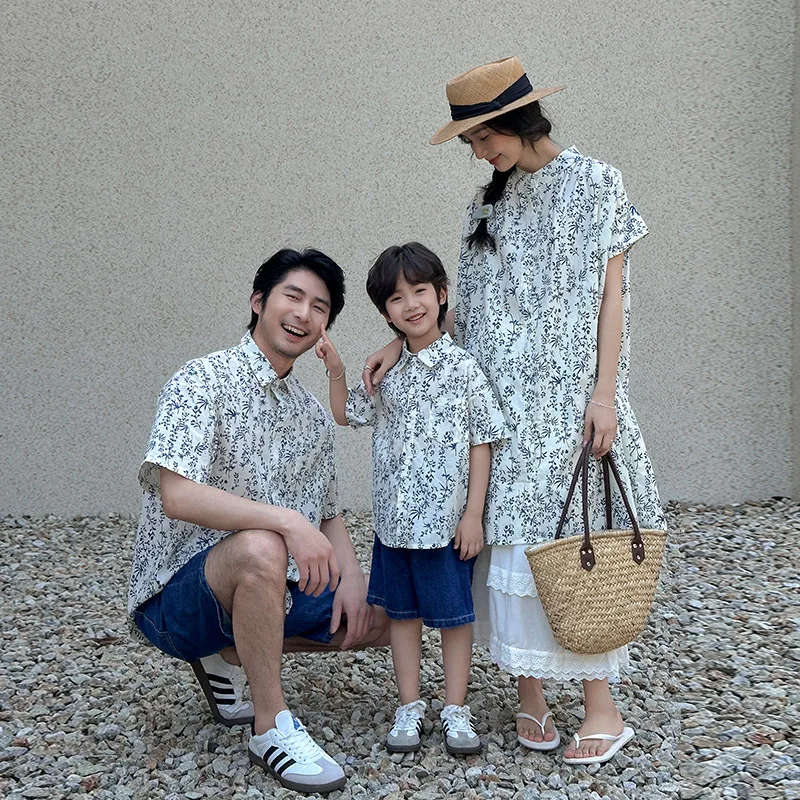 

Holiday Family Clothes Brother Sister Mother Father and Children Daughter Son Clothing Korean Couples Matching Vacation Outfits