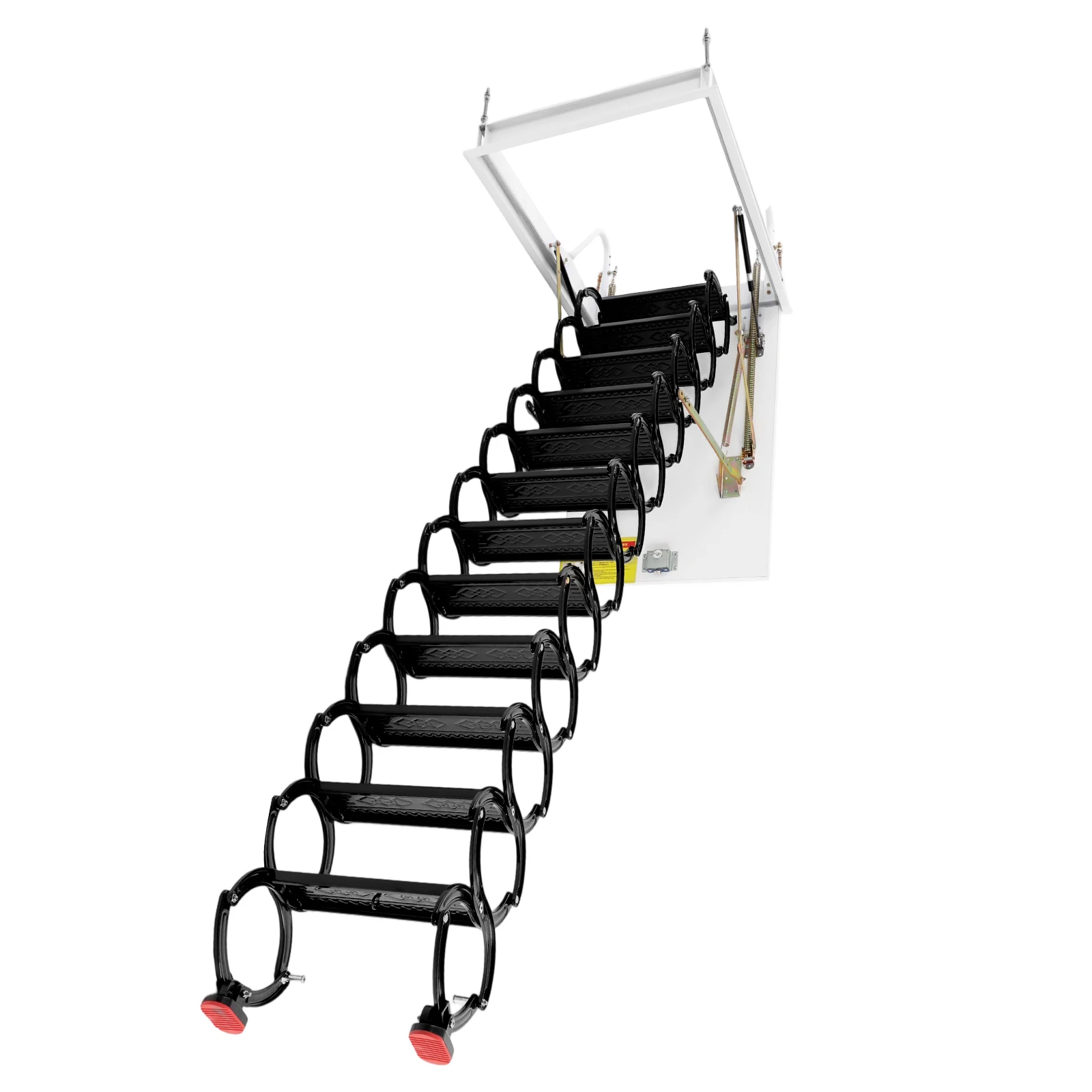 

Foldable 12-Step Attic Pull-Down Stair 300kg Capacity Cold-Rolled Steel Fit less 11.48ft Height, for Loft and Basemen