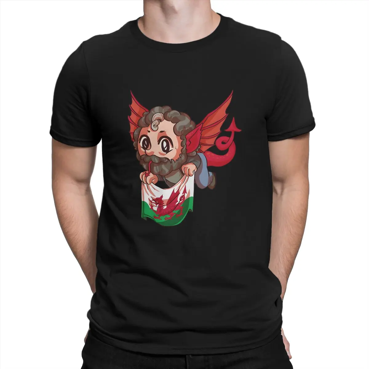 Welsh Cool Dragon Tiny Sheen T Shirt Polyester Grunge Men Tees Summer Clothing Harajuku Crewneck TShirt