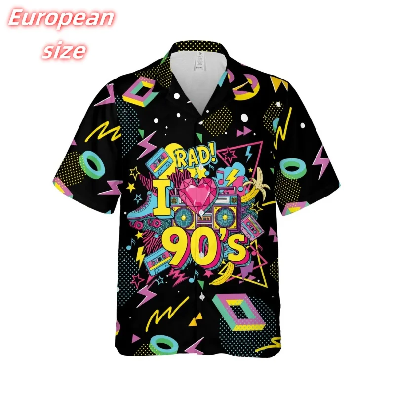 

Гавайская рубашка с рисунком тыквы на Хэллоуин для мужчин, красочная геометрия, рубашки Aloha с 3D принтом, летние свободные топы, блузки с короткими рукавами