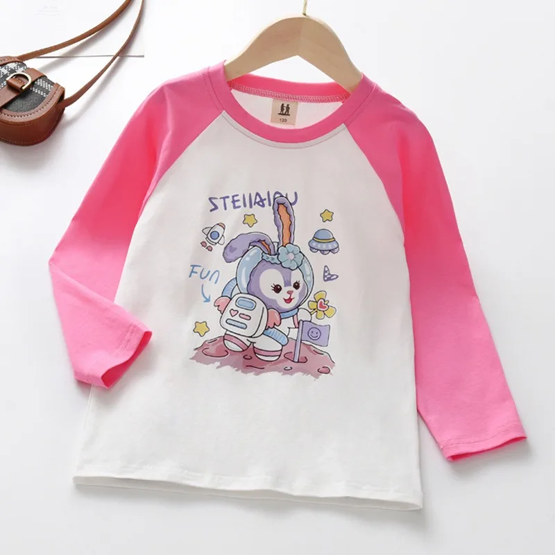 子供のためのディズニーTシャツ,スタルーウの漫画のスウェットシャツ,ラウンドネック,長袖,カジュアル,コットン,秋の服