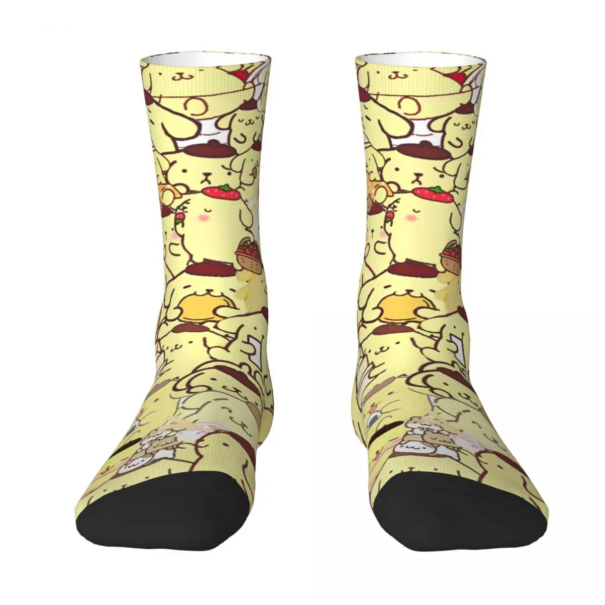 Happy Funny Men's Socks Hip Hop Sanrio Kawaii Pom Pom Purin Sock High Quality Women Socks Spring Summer Autumn Winter