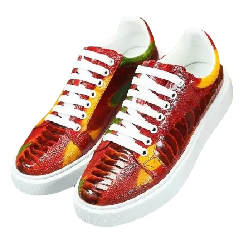2026 new arrival Fashion Ostrich skin causal shoes men,male Genuine leather shoes PDD449