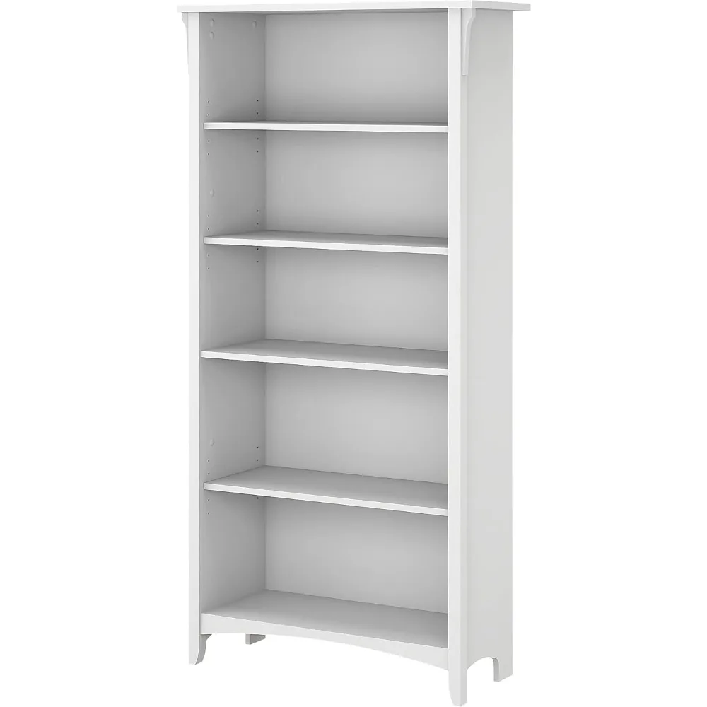 Storage Shelf 5-Shelf 63-Inch H Bookcase Pure White Book Living Room Furniture Home