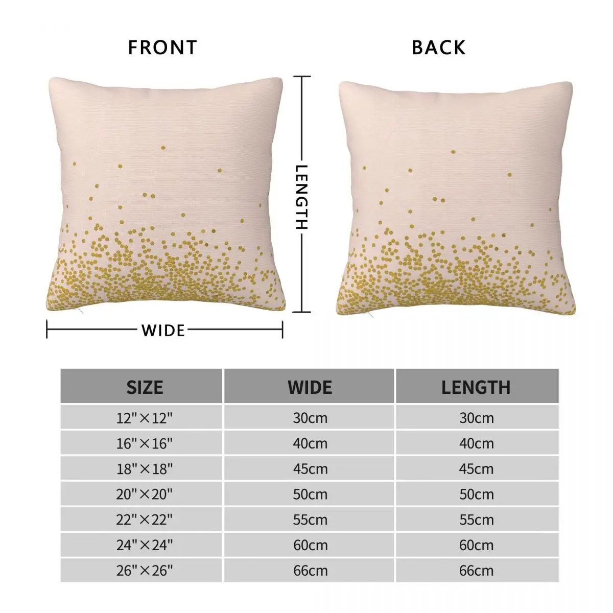 Blush Pink Gold Confetti Square Pillowcase Polyester Linen Velvet Pattern Zip Decorative Sofa Cushion Cover 18