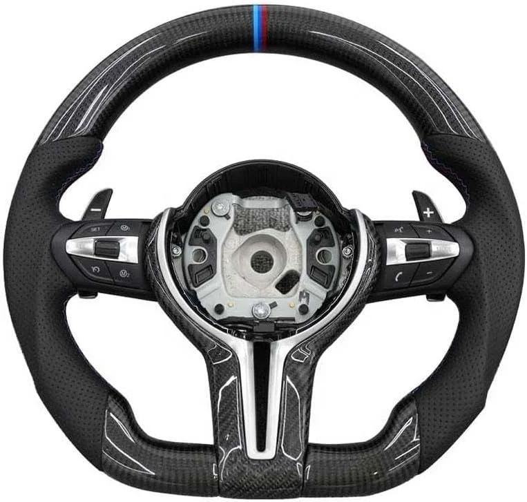 F30 Replacement Car Black Carbon Fiber M Performance Sports Steering Wheel Leather Steering Wheel for  F30