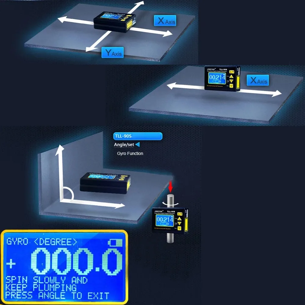 TLL-90S Super High Precision Angle Meter 0.005 Professional Dual-axis Digital Laser Level Inclinometer with LCD Display