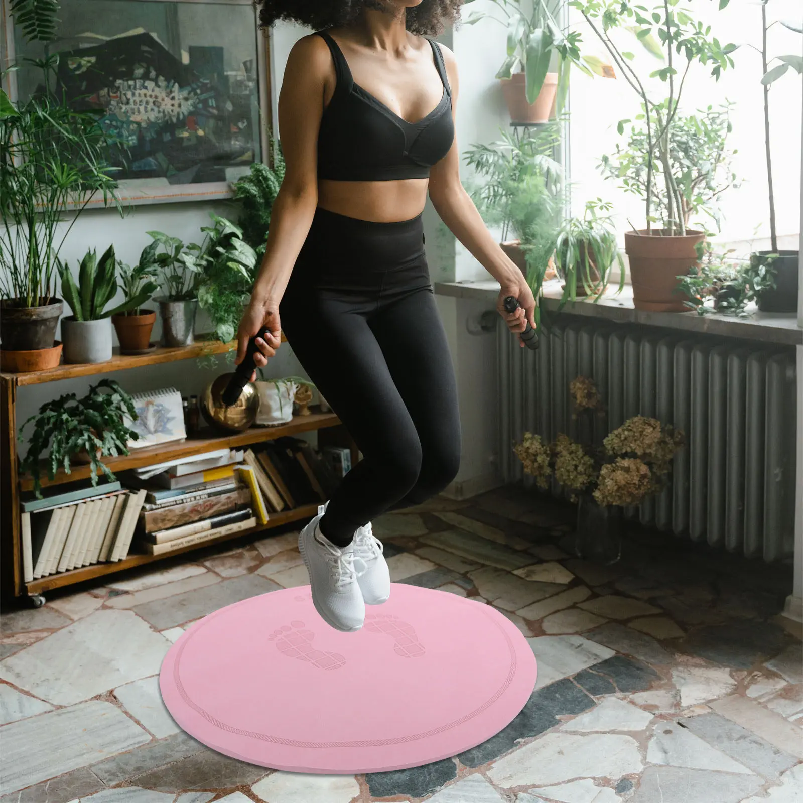 

Круглый коврик для прыжков со скакалкой, амортизирующий, для домашнего спортзала, нескользящий, аксессуар для фитнеса, товары для фитнеса