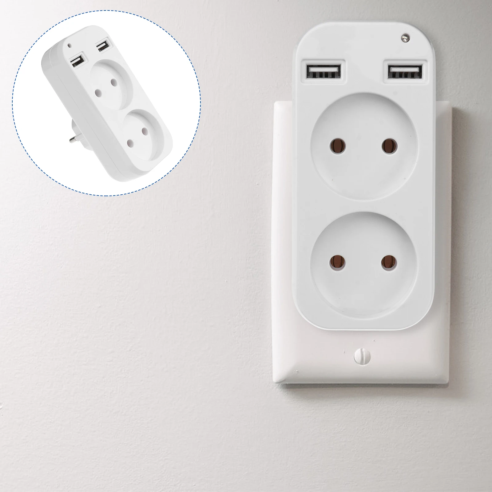 

Dual Usb Outlet Strip Power Adapter Plug Wall Panel Travel Portable Compact Socket Converter Outlet Adapter Fireproof Socket