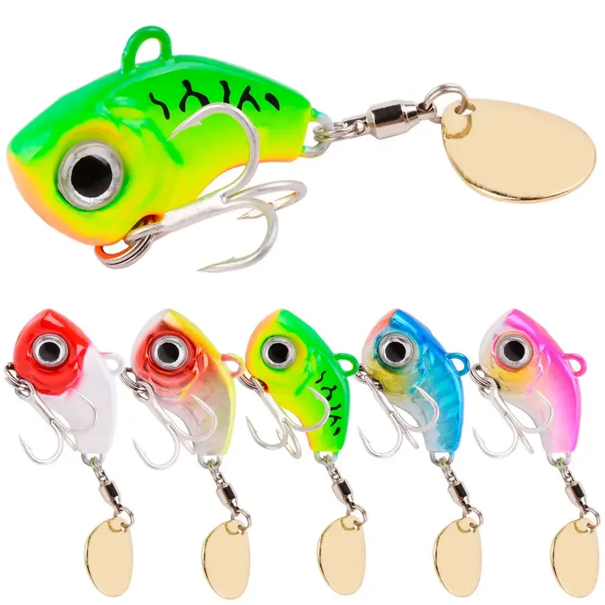 1PCS Rotating Metal Vib Fishing Micro Spinnerbait Bass Trout Spinner Vibe 5G/10G Sinking Spinner Bait Tail Blade Spin Sea Lure