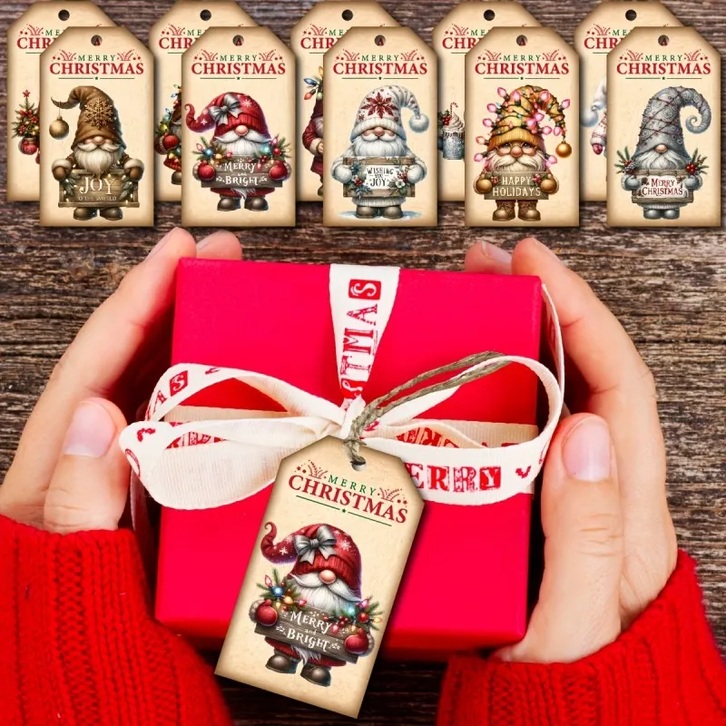 

50pcs Featherless Christmas Gnome Tags Wooden Holiday Gift Decoration Labels for General Use Festive Tree Ornaments