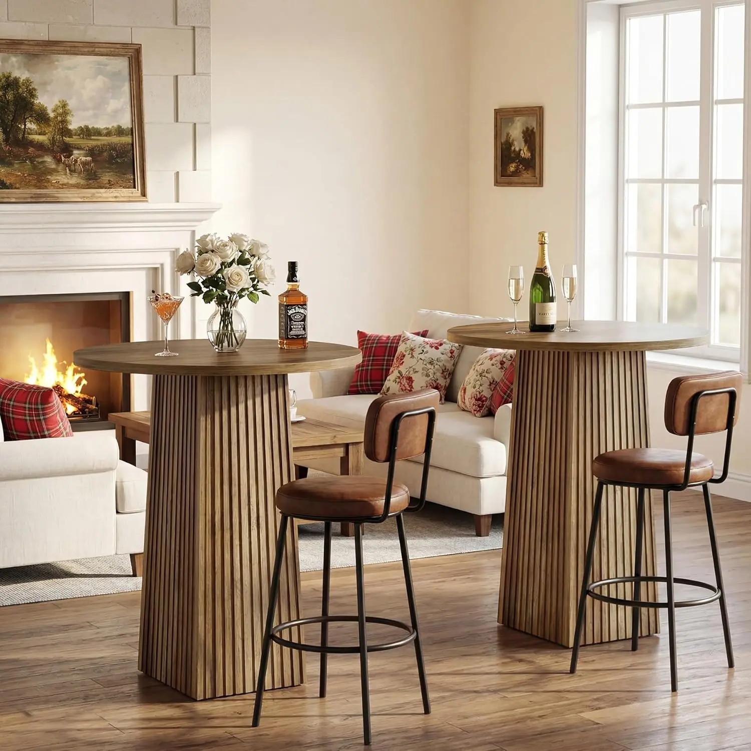 

39" Bar Table Counter Height Pub Stand Home Living Dining Kitchen Brown Wood, Customized