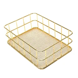 S L Size Storage Basket Golden Iron Storage Basket Multifunctional Wire Mesh Desktop Storage Organizer for Home Wicker Supplies