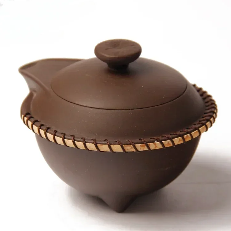 Hot SalesCeramics Purple Sand Handmade Handmade Hand-held Pot Gaiwan Evolution Kung Fu Tea Set Anti-scalding Good Water