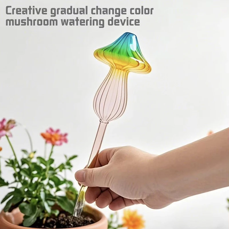 1PCS Glass Automatic Plant Watering Device Mushroom Shape Water Device Drip Irrigation System for Home Garden Flower Plants