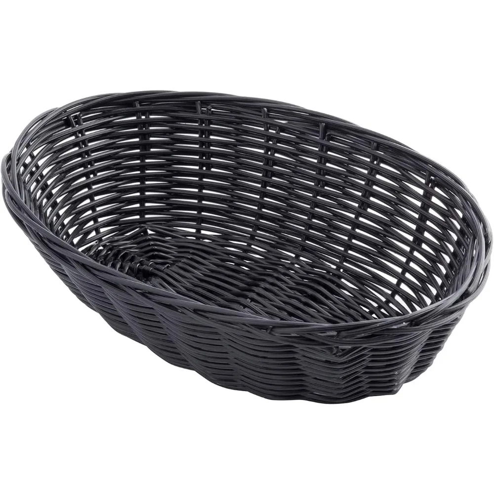 

Black 9" x 6" Oval Woven Plastic Basket