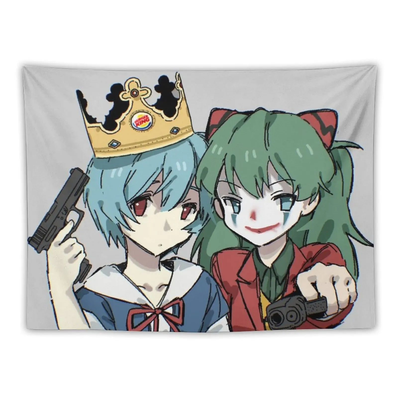 Rei and Asuka Joker and Crown Tapestry Home Supplies Bathroom Decor Wall Carpet Hanging Wall Tapestry