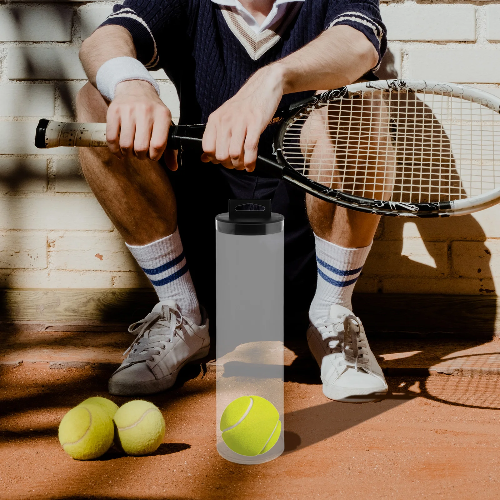 2-delige balopbergdoos cilinderontwerp transparante houder tenniskoffer transportcontainer sport