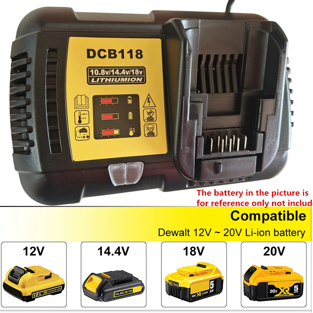 For Dewalt Li-ion Battery 14.4V 18V 20V DCB180 DCB181 DCB200 DCB203 DCB205 DCB115 DCB105 DCB140 4.5A Fast Battery Charger DCB118