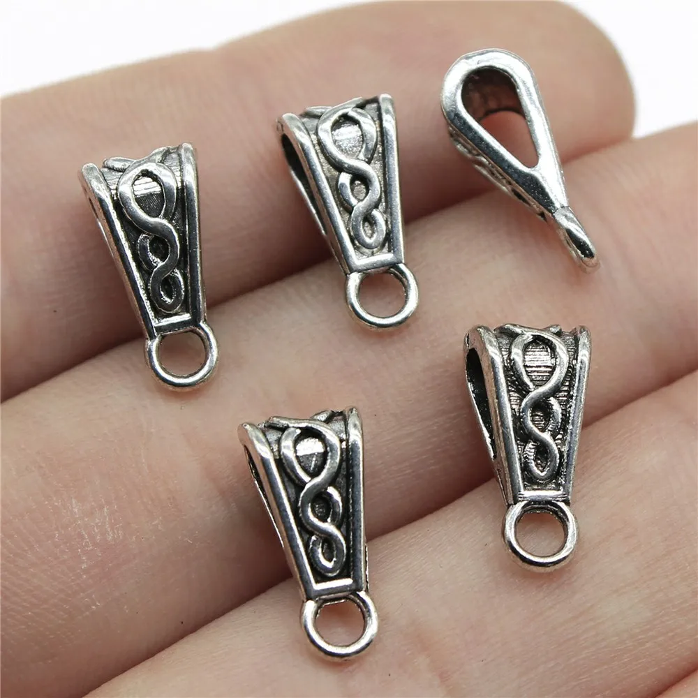 20 sztuk europejski Bail paciorek urok zawieszki klamrami klipy Bails złącza 3 kolory urok Bail koraliki biżuteria ustalenia 15x7x6mm