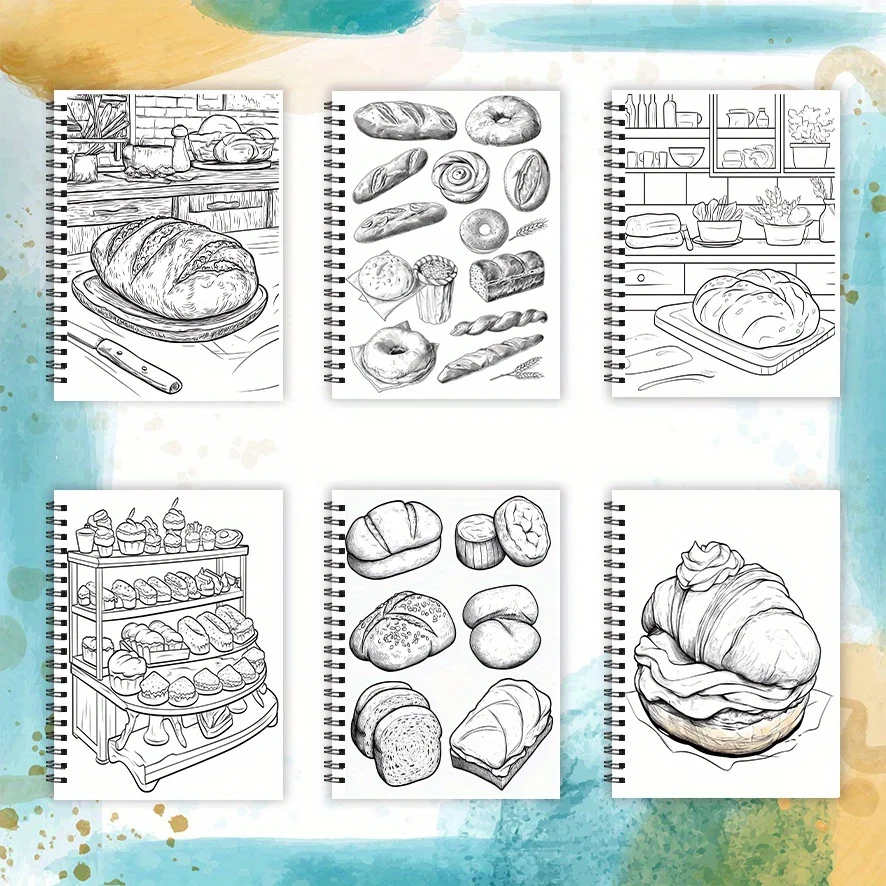Adult Coloring Book - 8.3x 11.2 Inch 32 Pages Yummy Food Coloring Book - Helps Reduce Stress and Emotions, Positive Thinking, Su