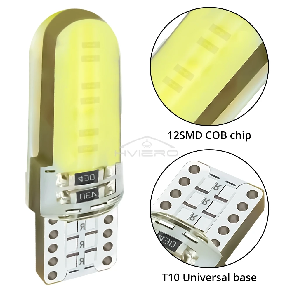 LED COB Bulbs Silica Gel Waterproof Wedge Light Auto Marker Reading Parking Dome Lamps 12V Retrofitting Inside The Car Lighting