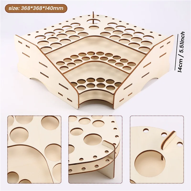 ABEO-81 Hole Wooden Pigment Bottle Storage Organizer Color Paint Ink Brush Stand Rack Modular Holder School