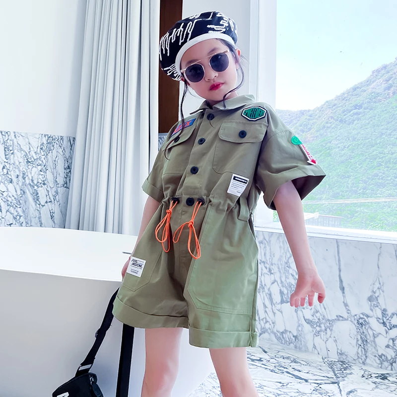 Hip Hop Kids Clothing for baby girls Boys Casual One-piece Suit shorts overalls Loose Jumpsuit Rompers Big Childrens Cargo Pants