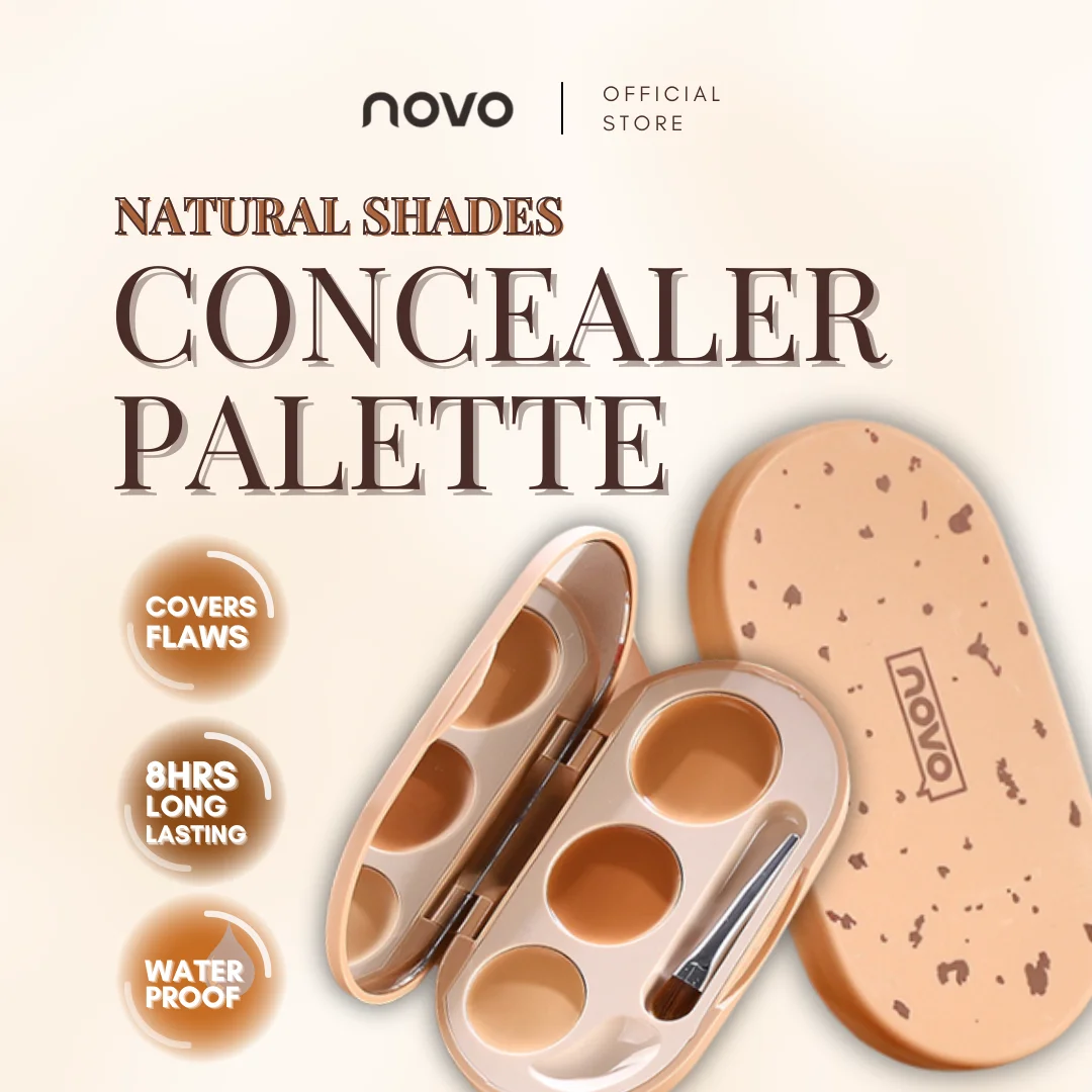 NOVO Color Correcting Concealer Palette Comes with A Concealer Brush, Covers Blemishes, and Is Waterproof and Long-lasting.
