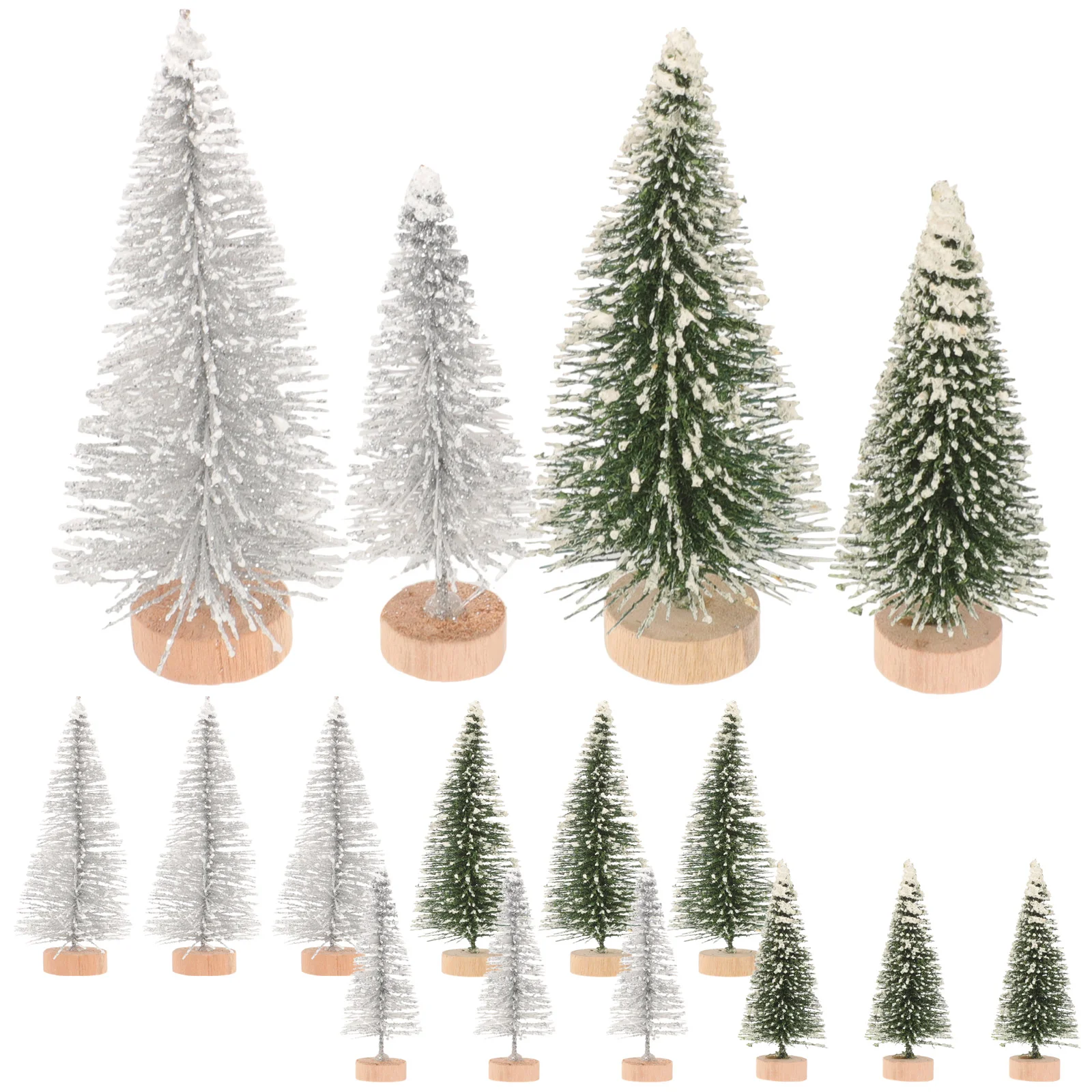 16 Pcs Mini Snowflake Frost Tree Christmas DIY Decoration Home Desktop Model Sand Table Xmas Trees Wooden Train Delicate