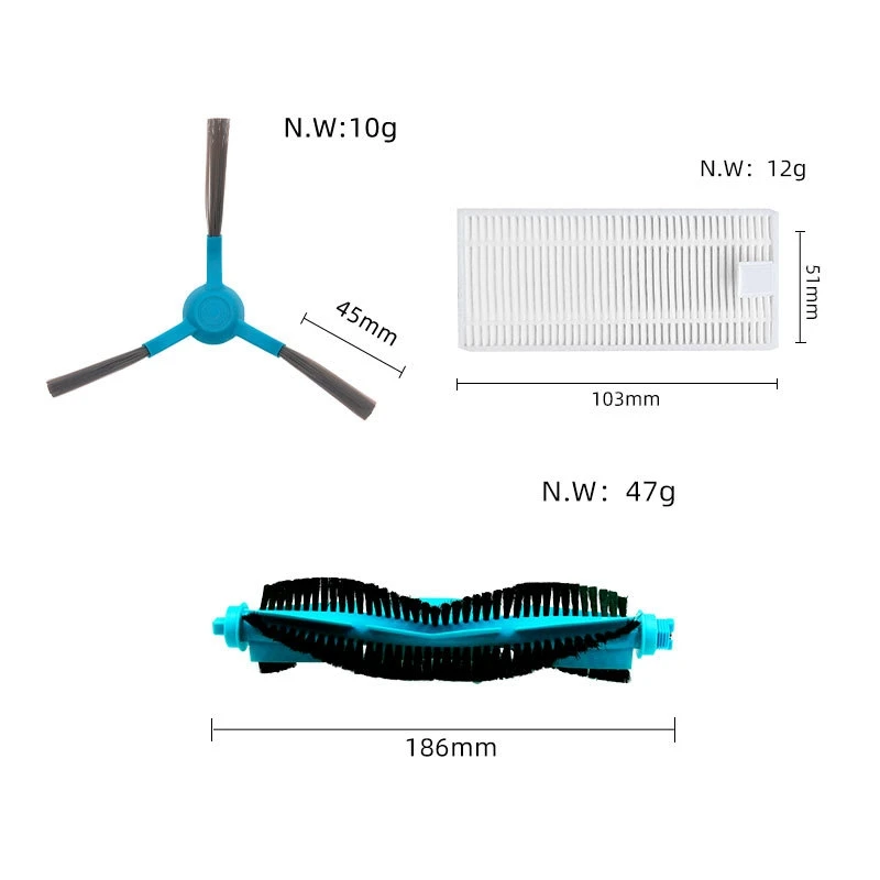 HEPAフィルター付きメインブラシサイドブラシ,Xiaomi掃除機とモップロボットに適しています,スペアパーツとアクセサリー,Viomi VXVC05-SJ