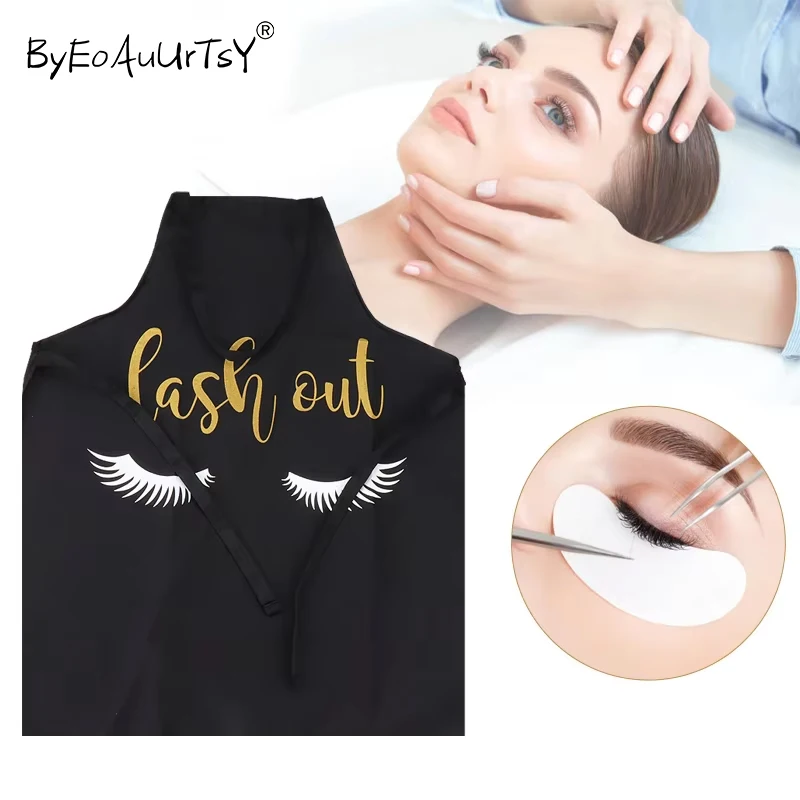 

Eyelash Pattern Bronzing Cotton Apron Women Adult Bibs Home Cooking Baking Coffee Shop Cleaning Aprons Kitchen Accessories