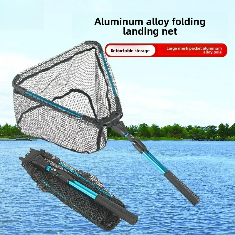 

Triangular Foldable Telescopic Aluminum Alloy Fishing Net Reinforced Outdoor Tool Fly Fishing Shore Soft Rubber Mesh Release Net