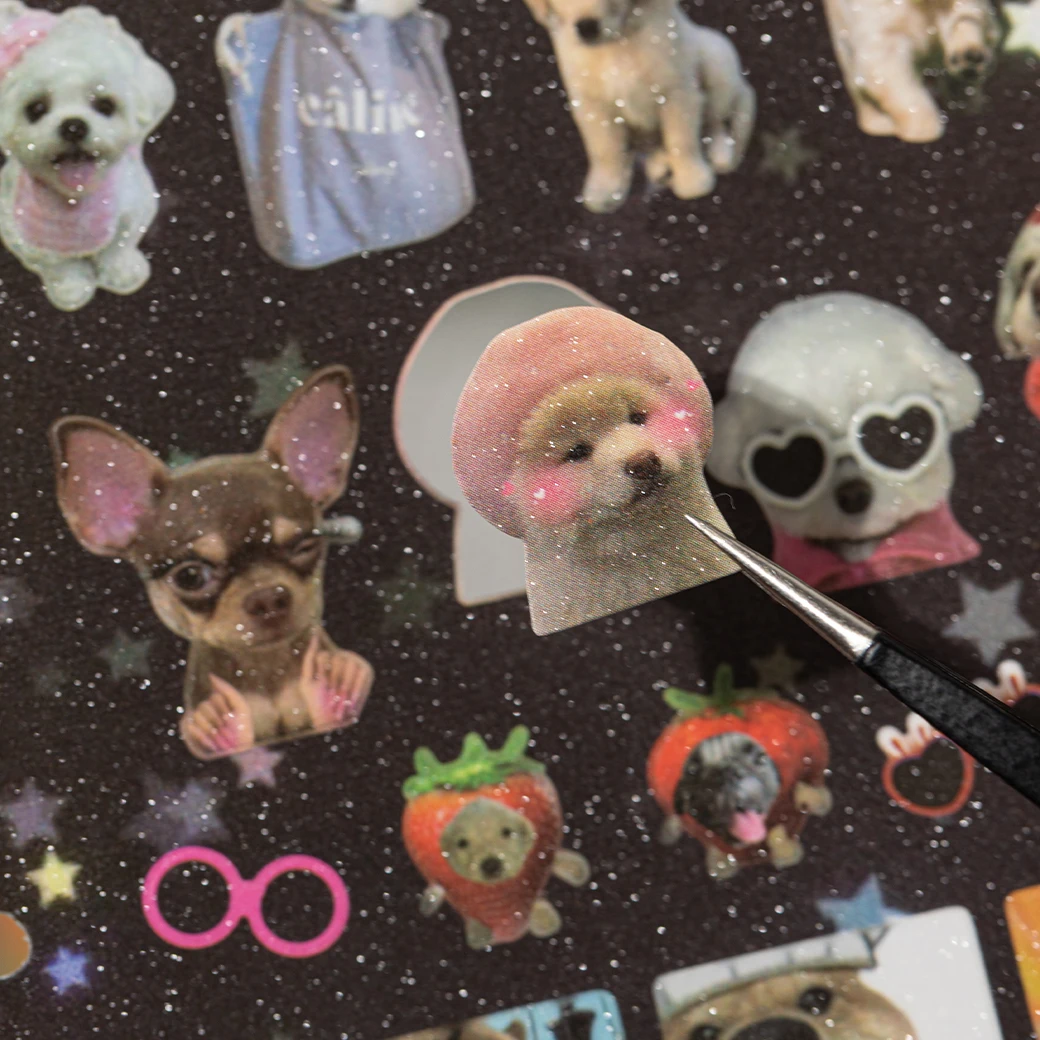 Cute Pets Theme Sticker Book 30 Sheets/Bag with Ring Binding for Scrapbooking DIY Collage Material Background Decoration