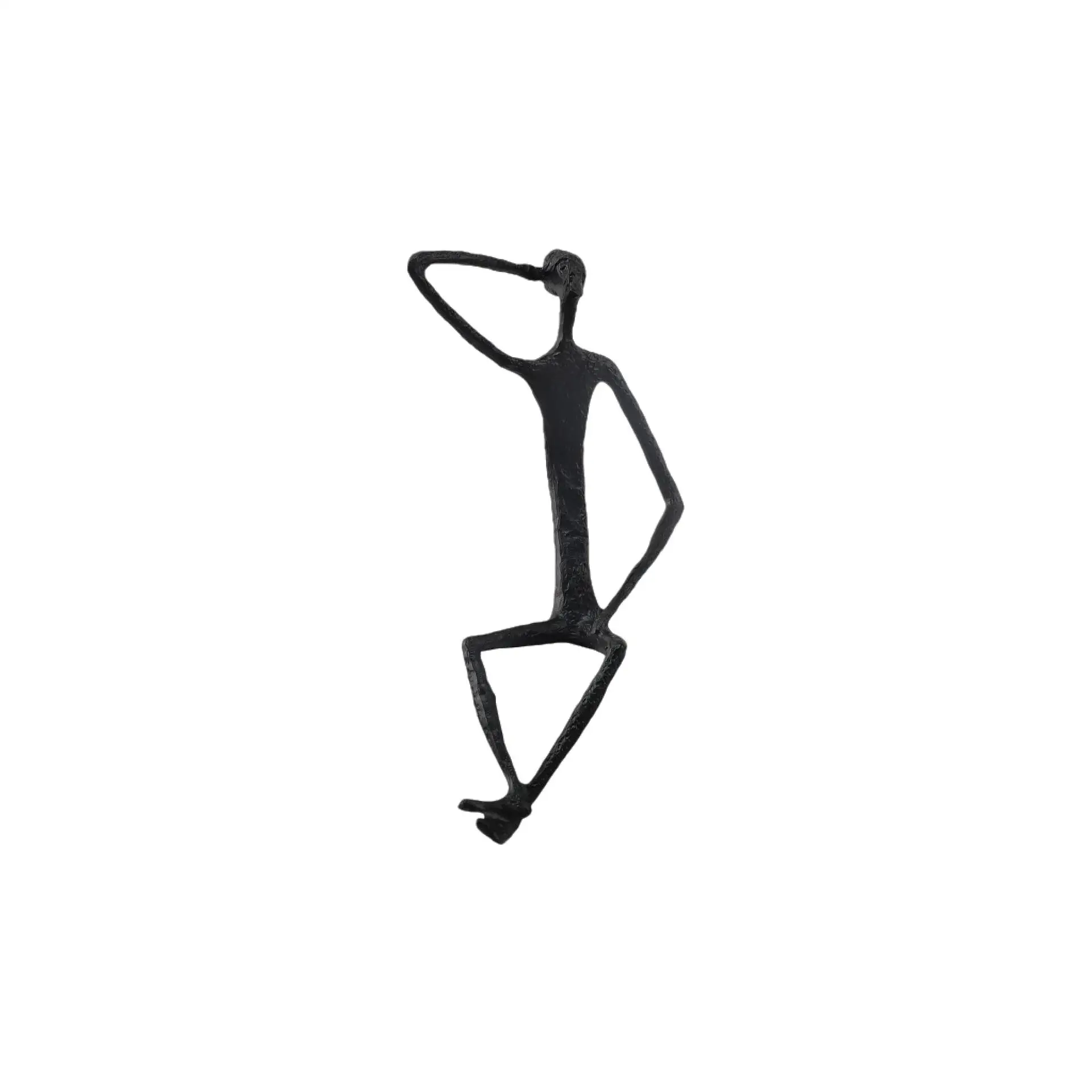 

Cast Iron Sculpture Abstract Sitting Man Decoration Creative Home Decoration Crafts Nordic-Inspired Metal Statue Human Figurine