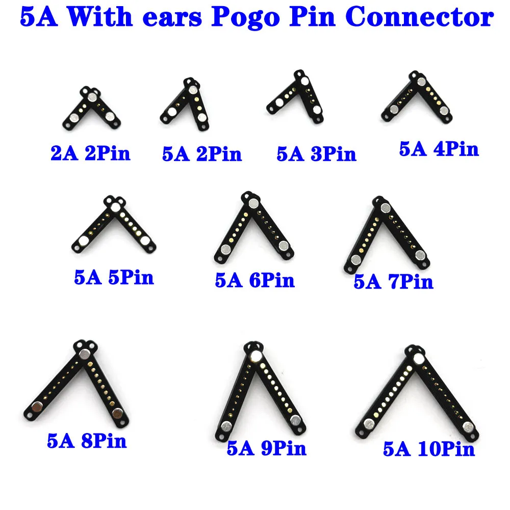 

1Pair 5A DC Magnetic Pogo Pin Connector 2Pin/10Pin With ears Pogopin Male Female spacing 2.5mm Spring Loaded DC Power Socket