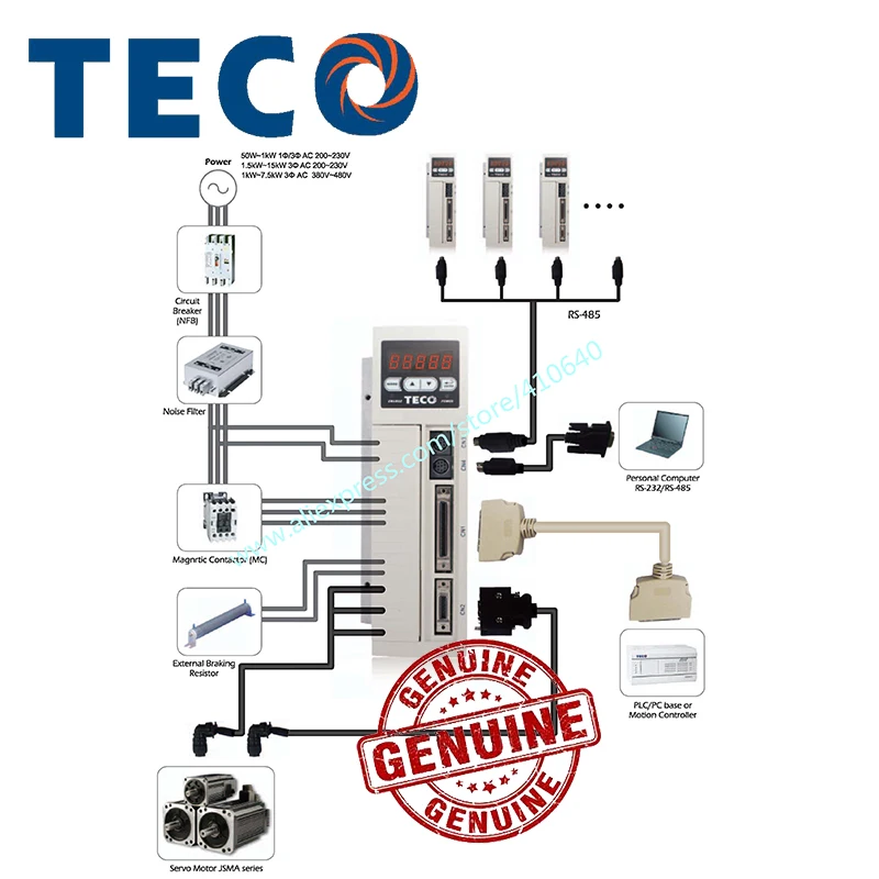 

1 Piece 0.4 to 3KW Genuine TECO JSDAP-15A JSDAP-20A JSDAP-30A JSDAP-50A3 JSDAP-70A3 High Resolution Encoder AC Servo Motor Drive